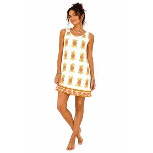 graham kandiah NY Pineapple Shift Dress Small Cotton Sleeveless Preppy Vacation